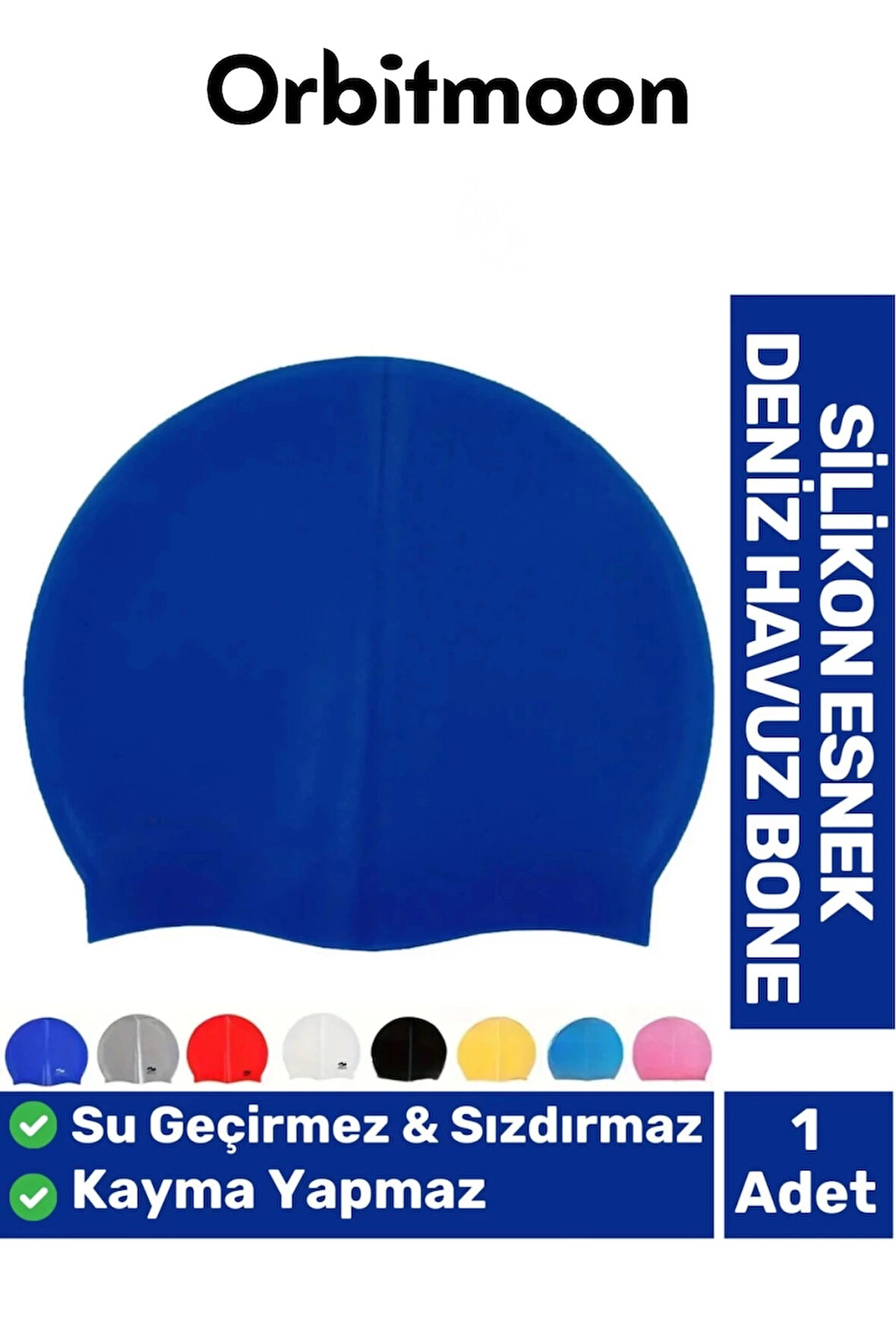 Premium Seri Su Geçirmez Sızdırmaz Kaymaz Silikon Yüzücü Elastik Yüzme Şapkası Havuz Deniz Bonesi