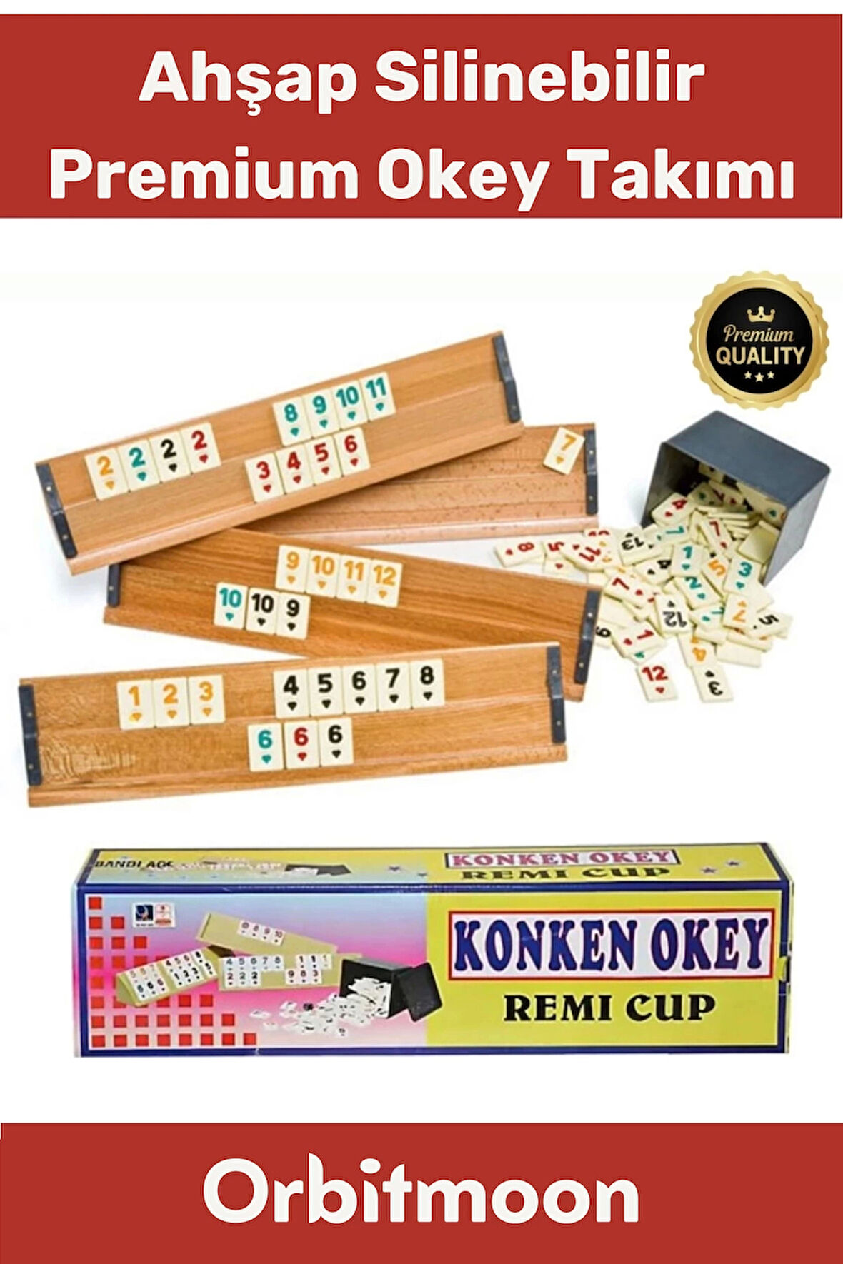 Premium Çizilmeye Dayanıklı Silinebilir Antibakteriyel Kir Tutmayan Konken Ahşap Okey Takımı