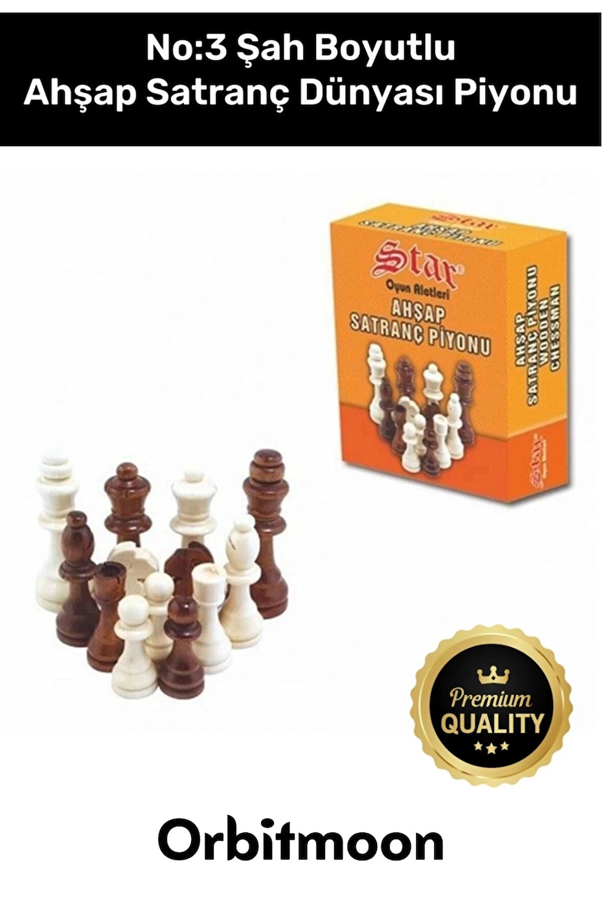 Premium Üretim Şah Boyu No: 3 Eksik Takımı Tamamlama Uyumlu Ahşap Satranç Dünyası Piyonu