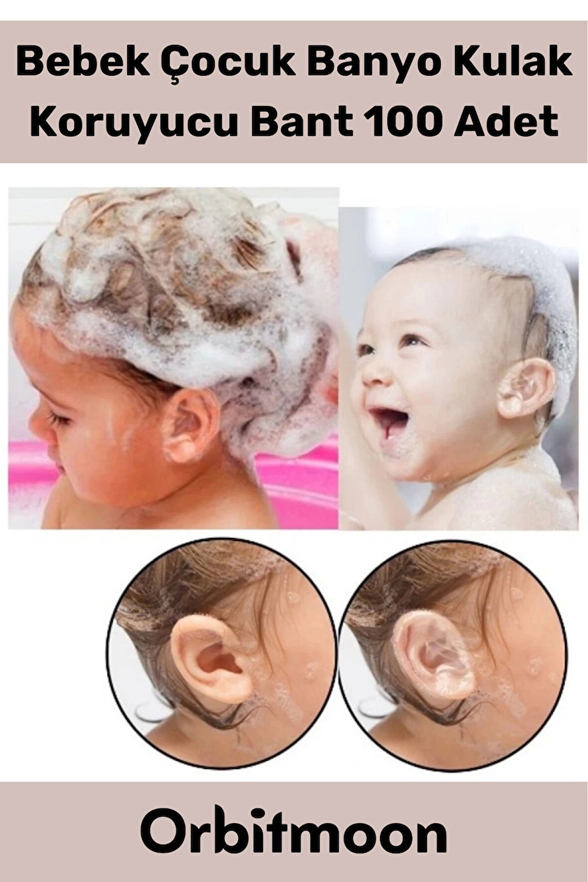 Premium Üretim Su Kaçırmaz Yumuşak Güvenli Bebek Banyo Kulak Koruyucu Şeffaf Bant 100 Adet