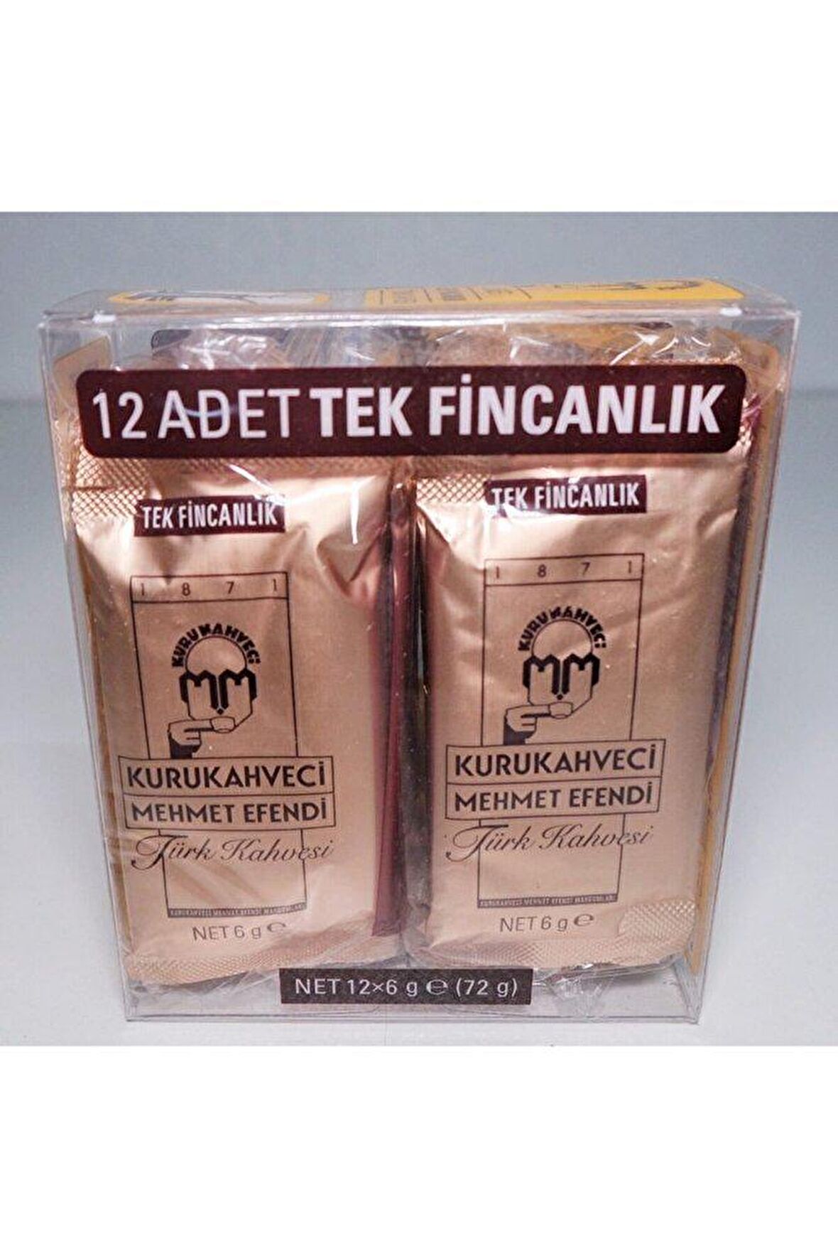 Kurukahveci Mehmet Efendi Sade Öğütülmüş Tek Kullanımlık Türk Kahvesi Teneke Kutu 12x6 gr 