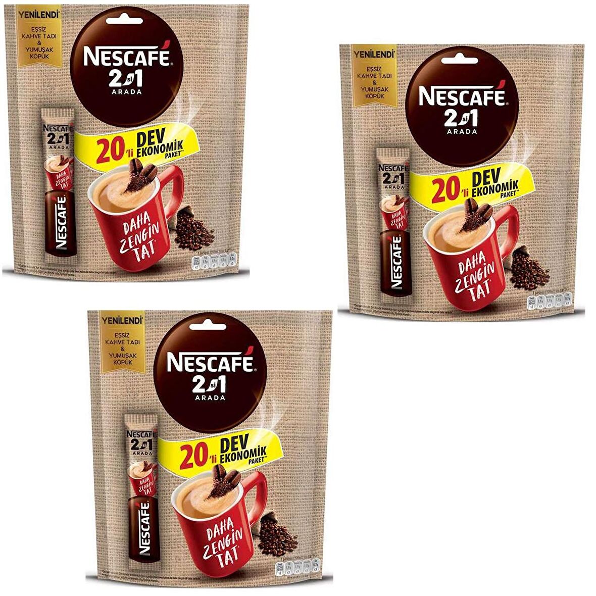 Nescafe 2 si 1 Arada 20 li Ekonomik Paket 3 ADET