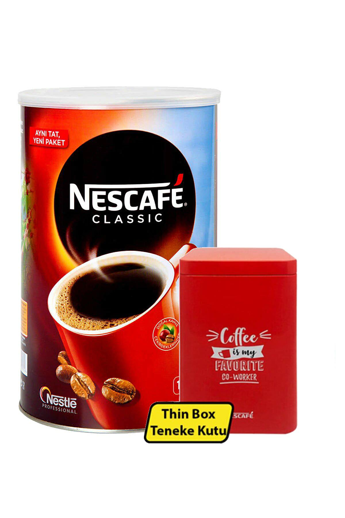 Nescafe Classic Klasik Sade 1 kg Teneke + Metal Saklama Kutusu