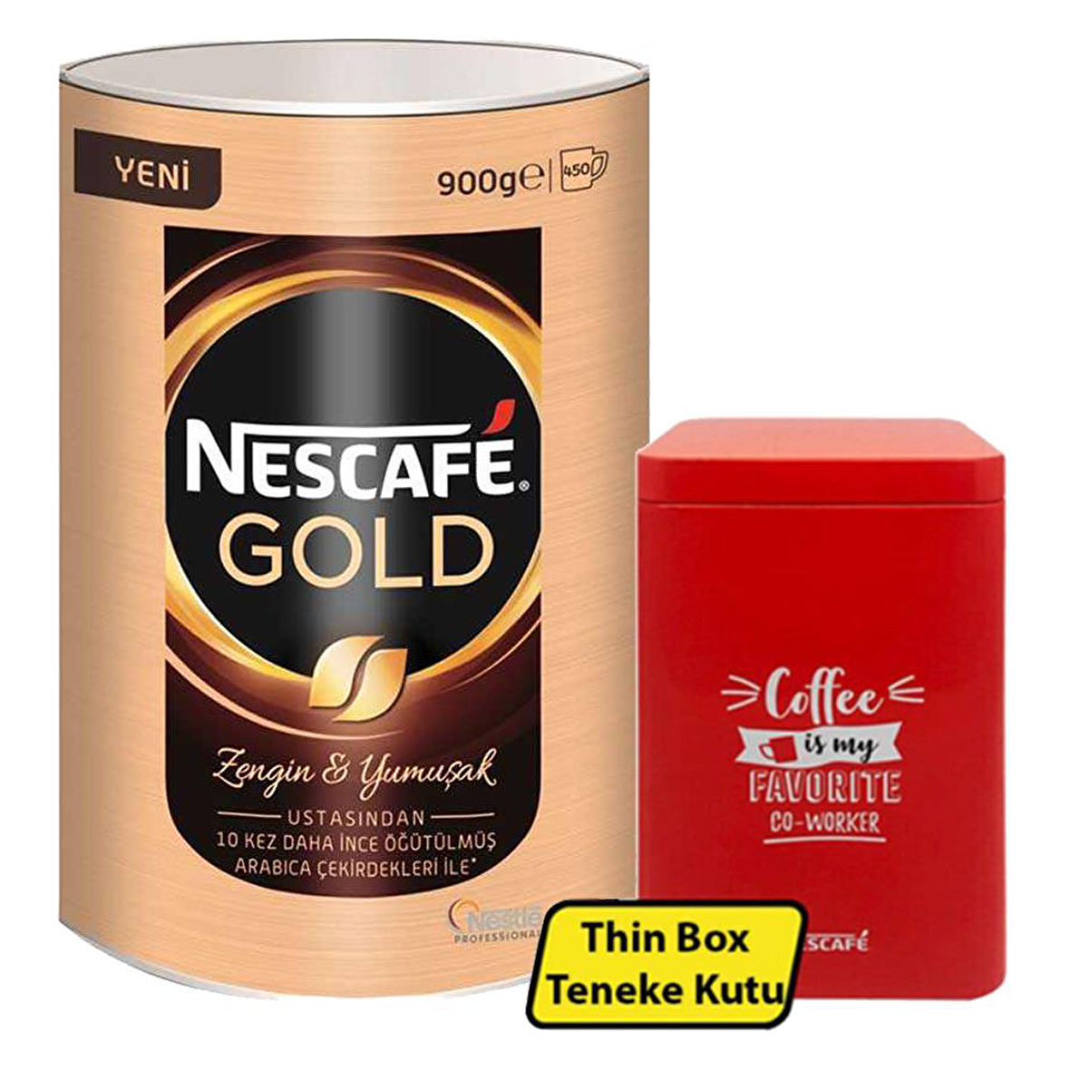 Nescafe Gold Klasik Sade 900 gr Teneke + Metal Saklama Kutusu