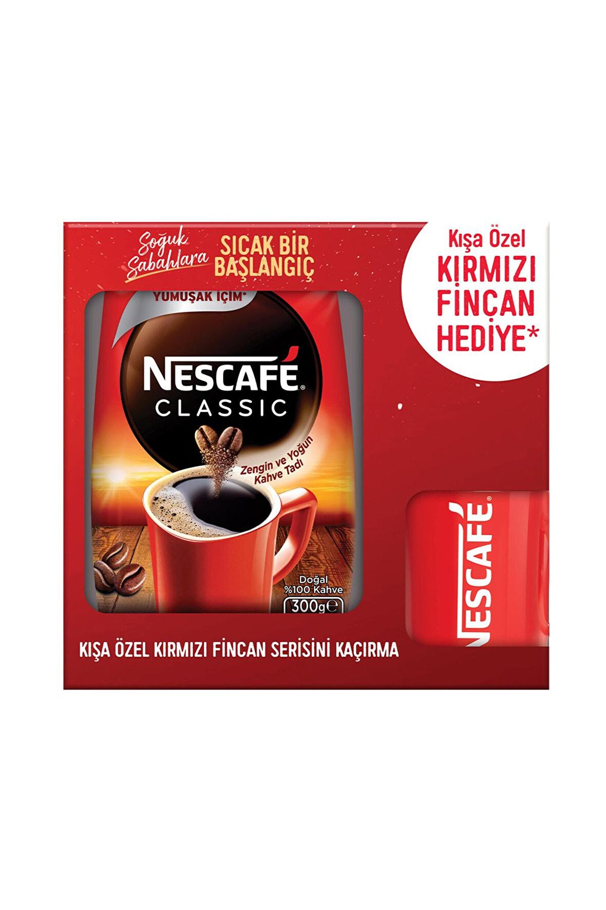 Nescafe Classic 300 gr Eko Paket Çözünebilir Kahve – Bardak Hediyeli