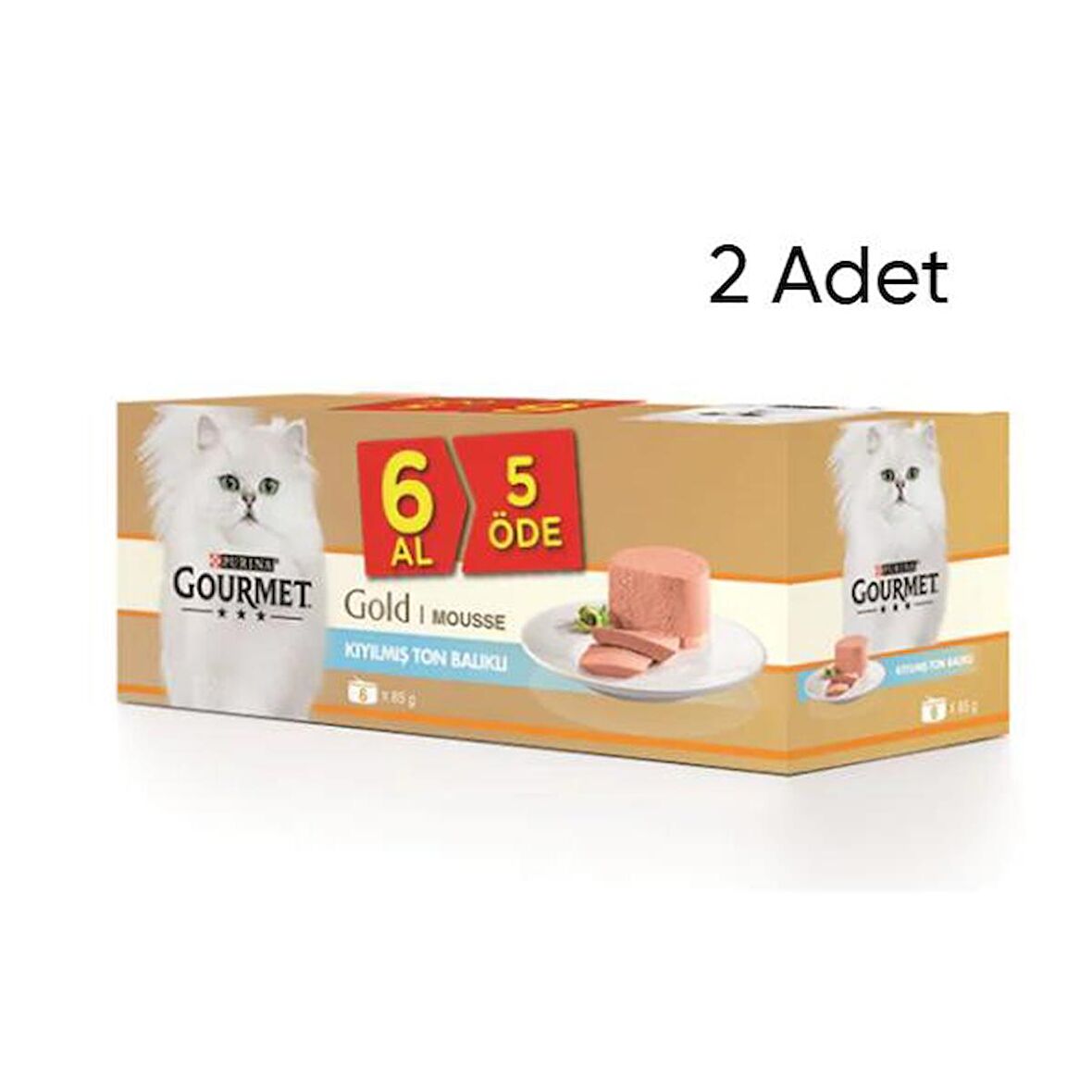 Gourmet Gold 6 Al 5 Öde Kıyılmış Ton Balıklı Yetişkin Kedi Konserve x 2