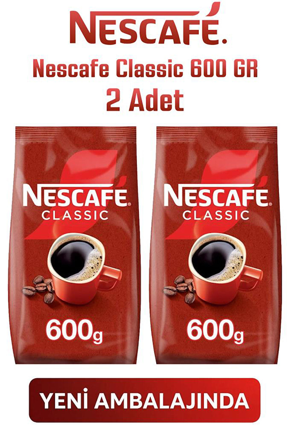 Nescafe Classic 600 GR 2 Adet
