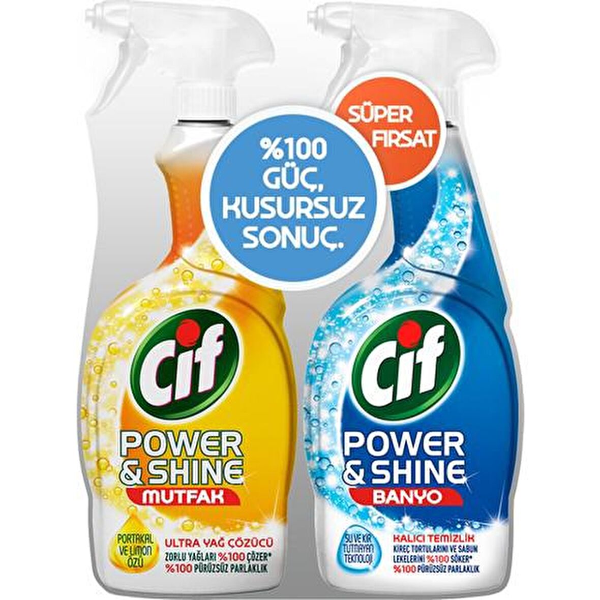 Cif Power & Shine Mutfak ve Banyo Temizleyici Sprey 2 x 750 ml