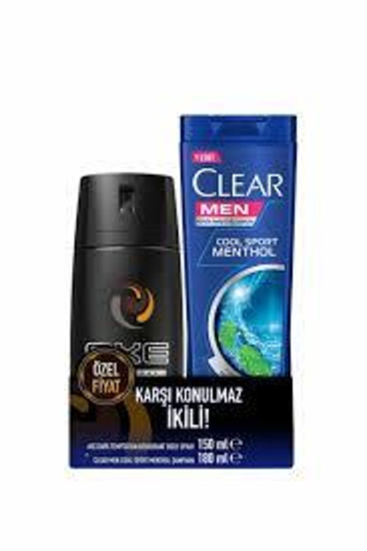 Axe Erkek Deodorant Sprey Dark Temptation 150 Ml + Clear Men Sporth Menthol 180 Ml