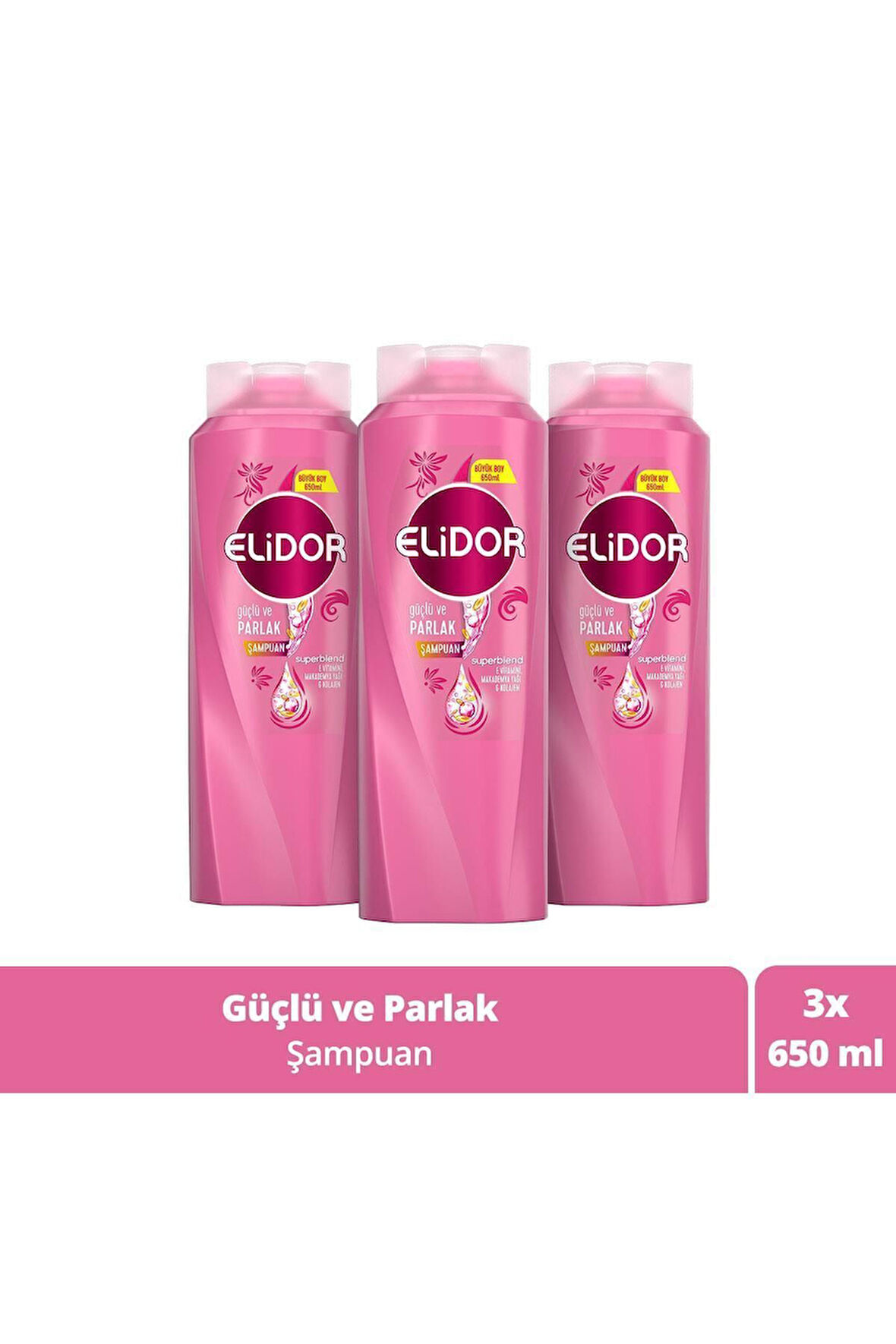 Güçlü Ve Parlak Saçlar Için Saç Bakım Şampuanı 650 Ml X3 Set