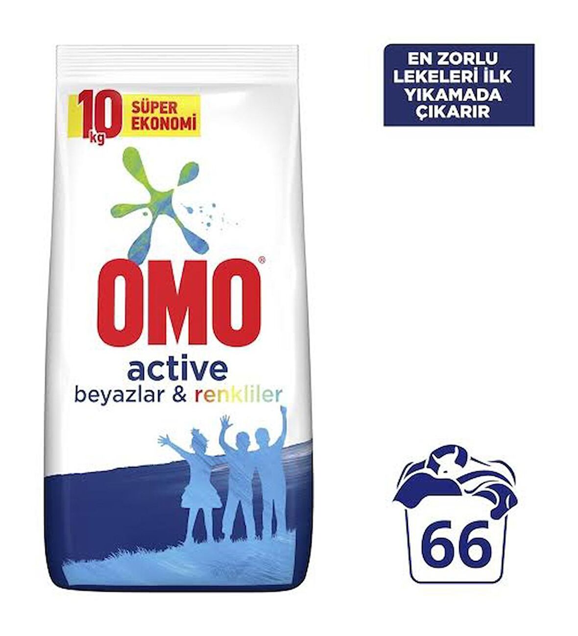 Omo Active 10 kg 66 Yıkama Beyazlar ve renkliler için Toz Çamaşır Deterjanı