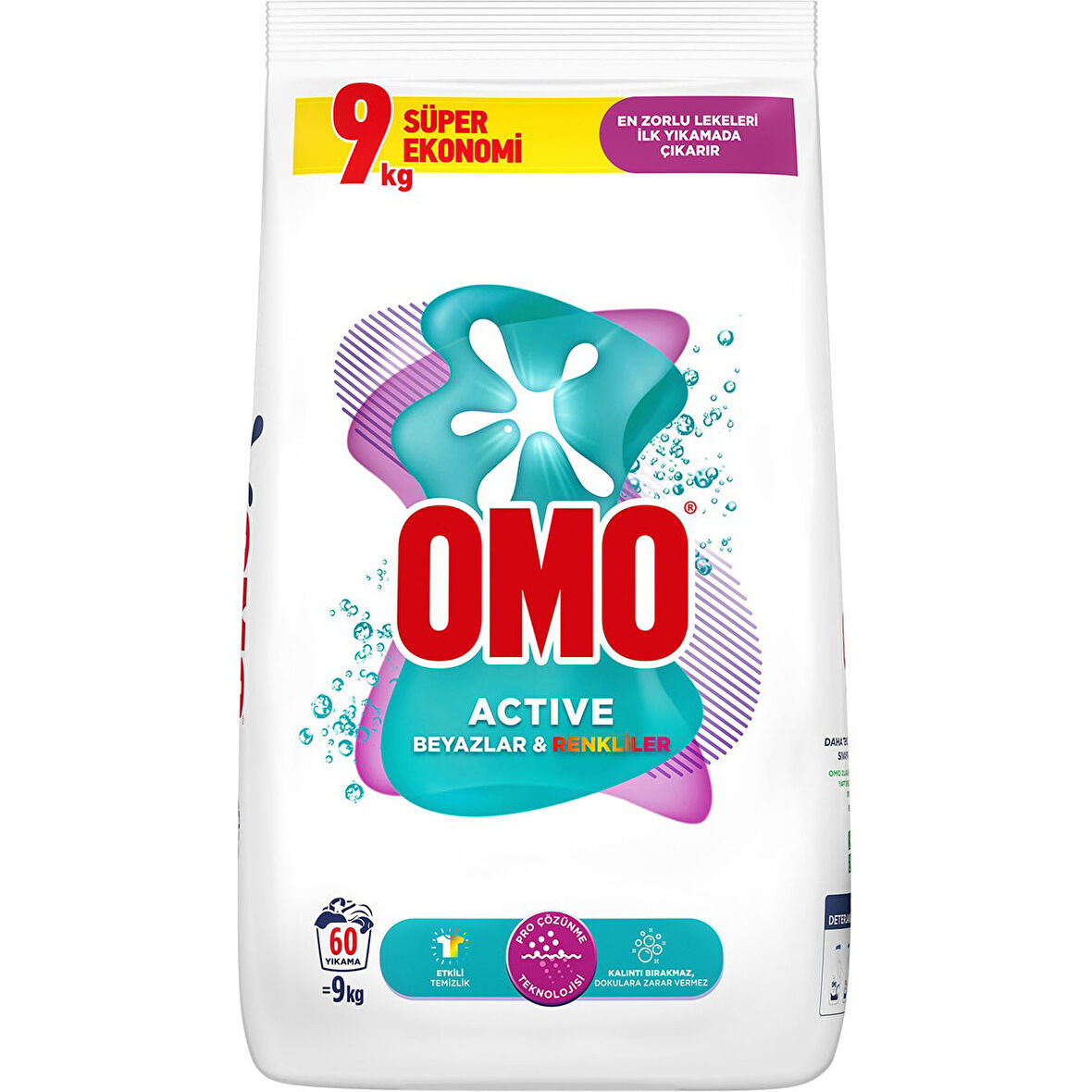 Omo Active Beyazlar ve Renkliler için 9 kg Toz Deterjan