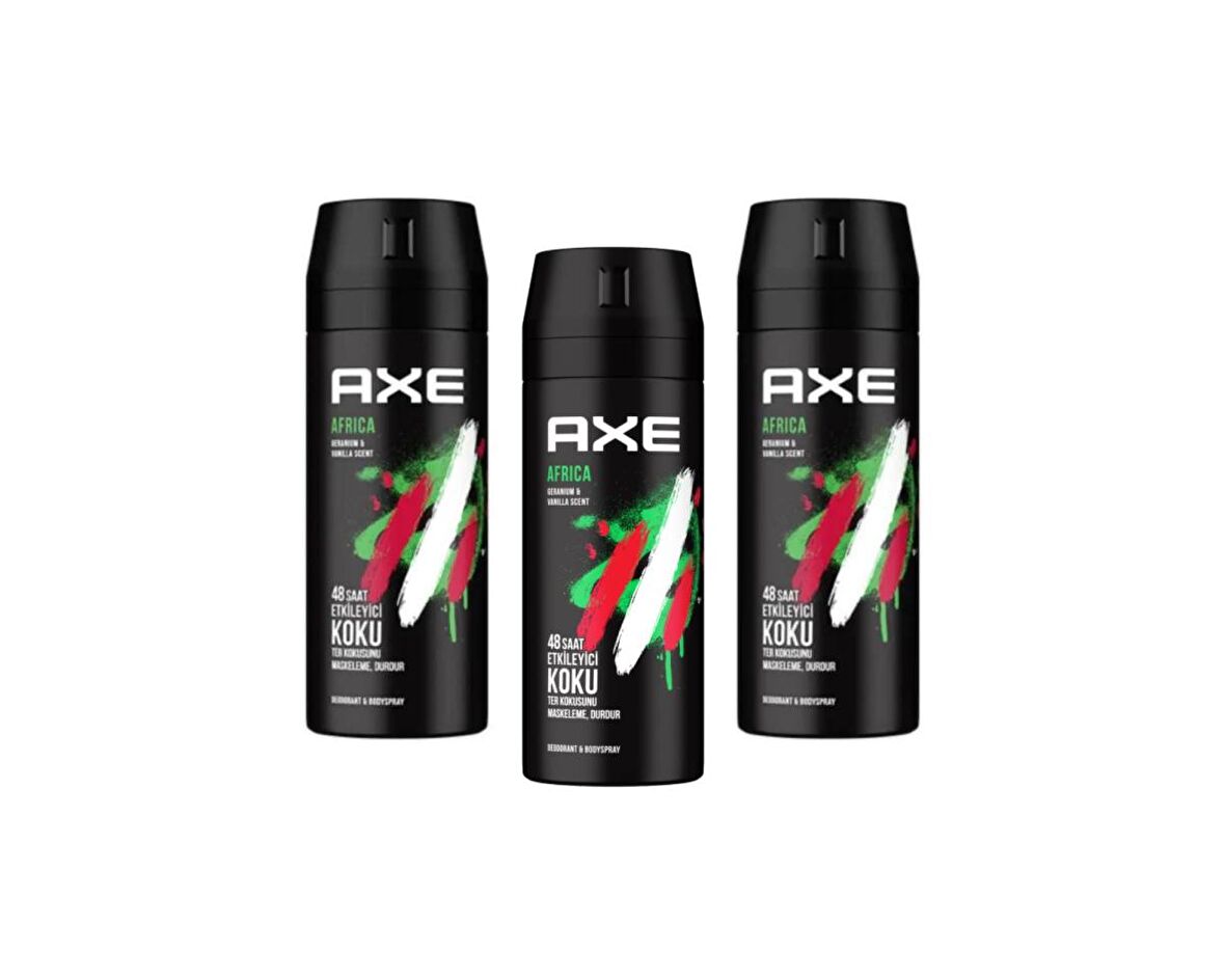 Axe Africa Pudrasız Ter Önleyici Leke Yapmayan Erkek Sprey Deodorant 150 ml x 3