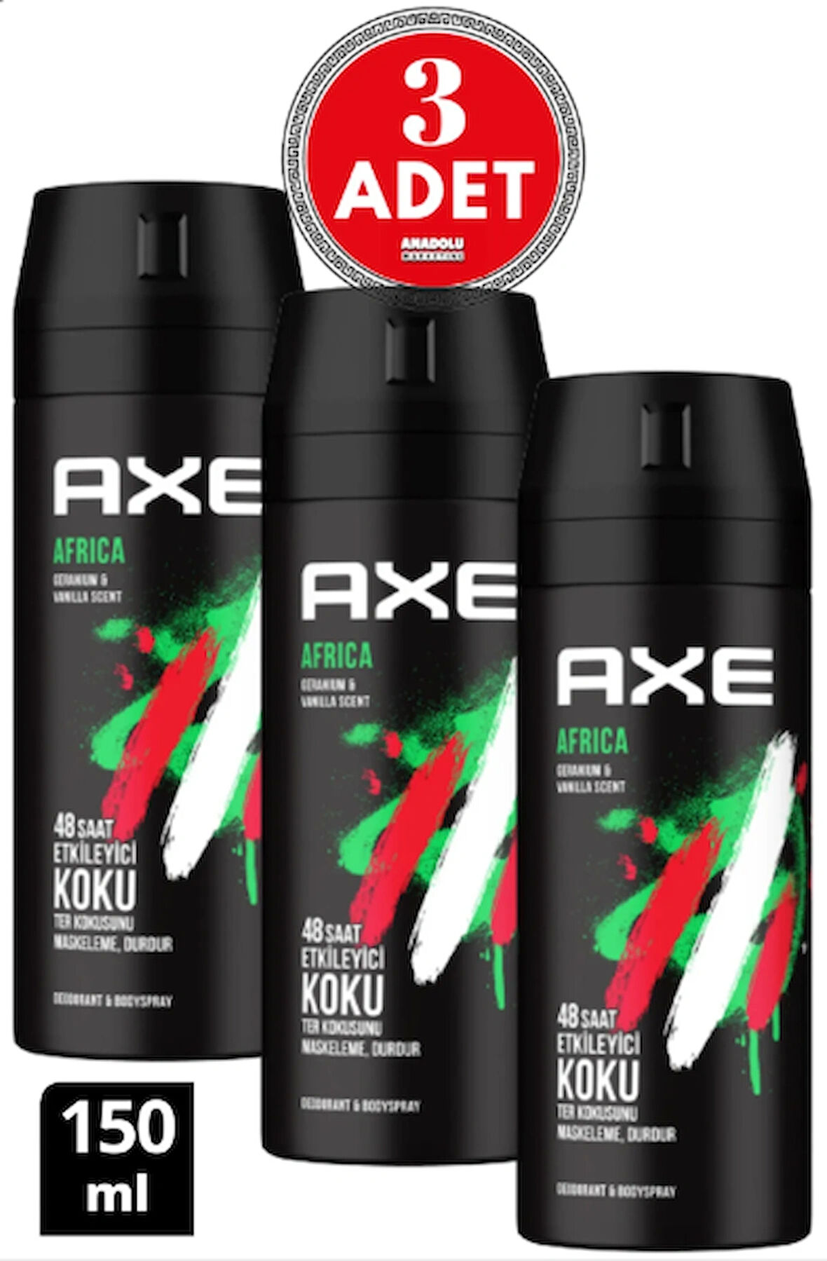 Axe Erkek Deodorant Sprey Africa 150 ml (3 ADET)