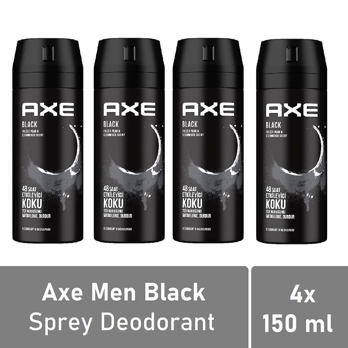 Axe Men Deodorant Black 150 ML - 4'lü Avantaj Paketi