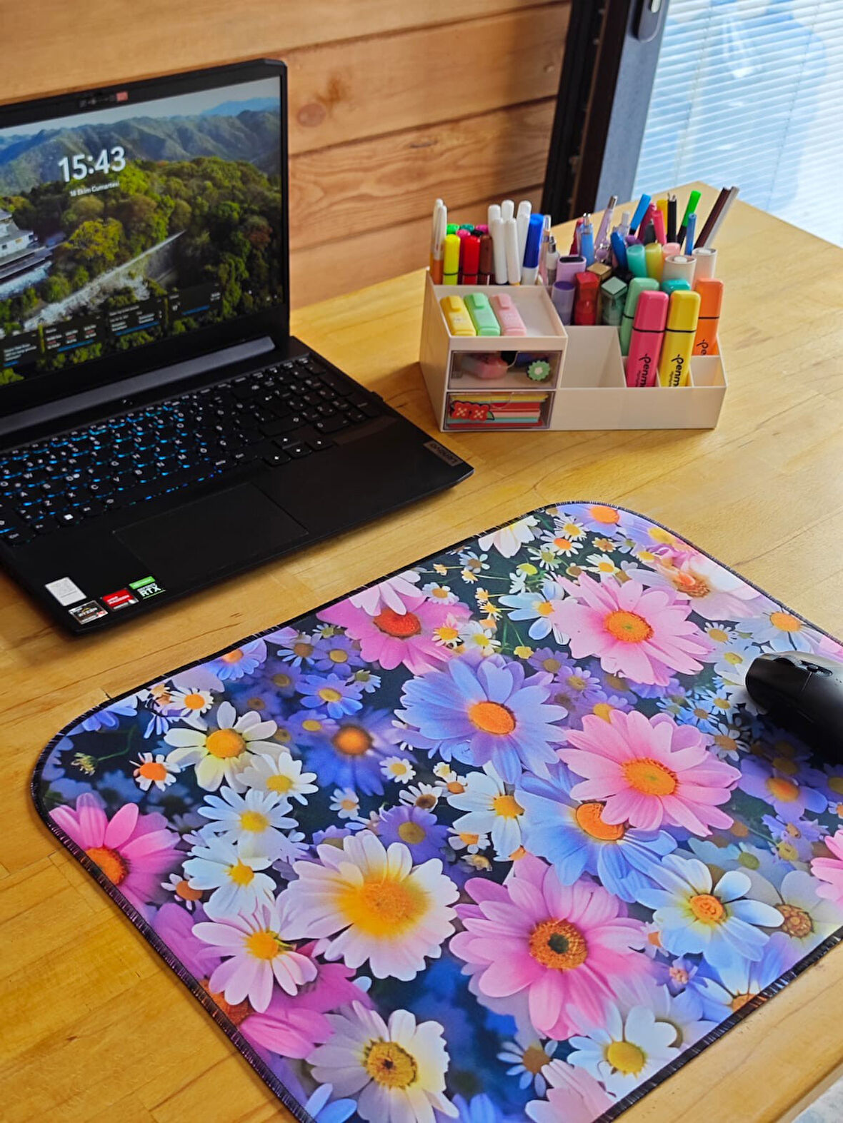 SGE TEKNOLOJİ 55X45 CM RENKLİ PAPATYALAR KAYDIRMAZ TABAN SPEED YÜZEY OYUNCU MOUSE PAD GAMİNG PAD