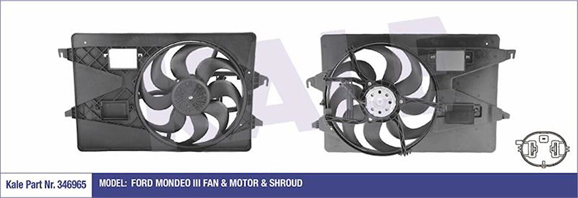 Ford Fan Motoru Davlumbazlı Mondeo III 2,0td / 2,5 / 3,0 05>07 Klimalı Tekli - Kale 346965