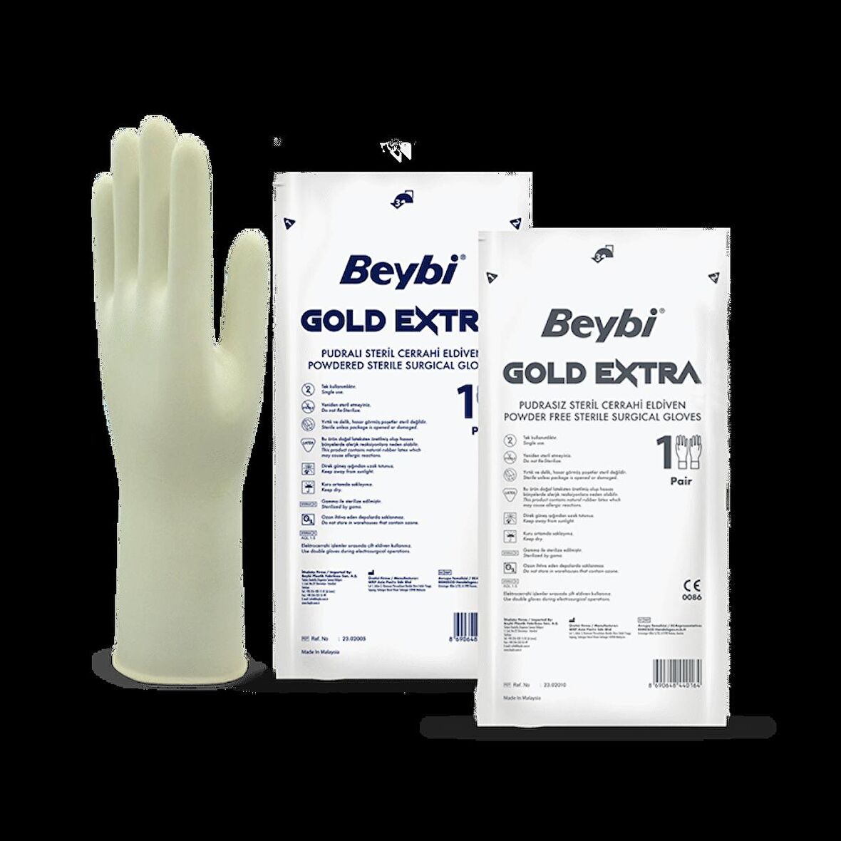 Beybi Gold Extra Pudralı Cerrahi Eldiven No: 6,5 50'li