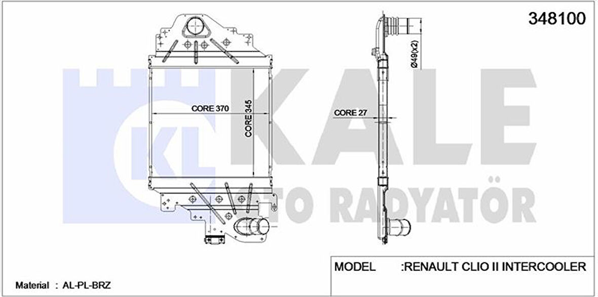 Renault Turbo Radyatoru Clio II 1,5dci - Kale 348100