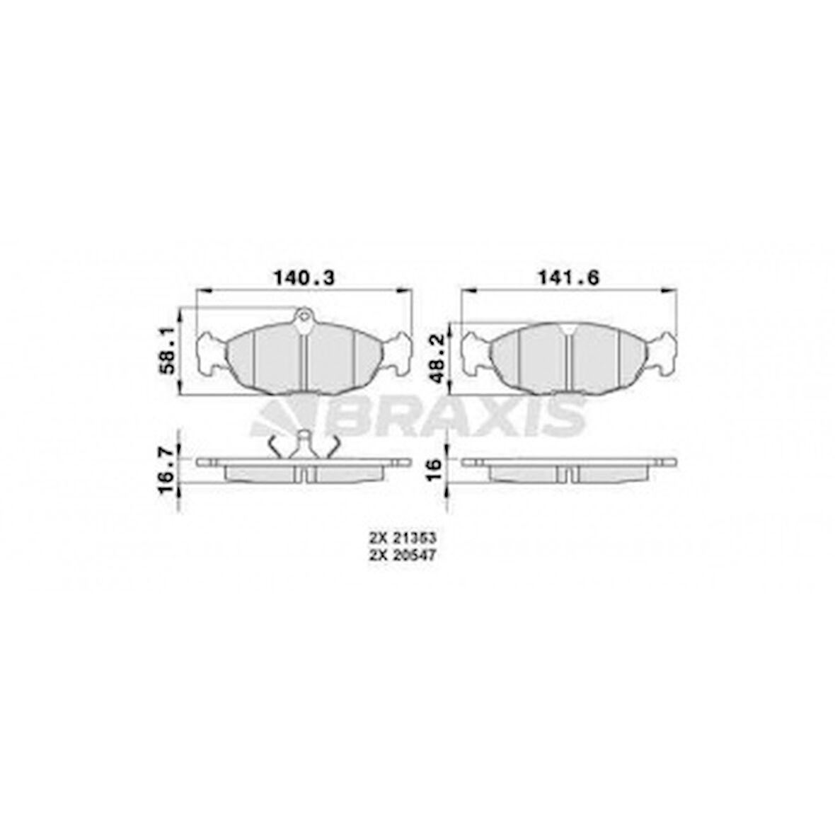 Opel On Fren Balatası Vectra A Astra F Corsa A B Combo B - Braxıs Aa0009