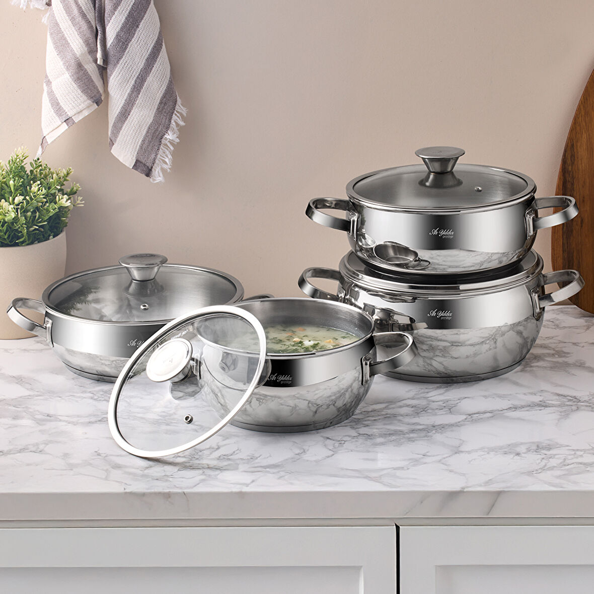 Aryıldız Roma 8 Parça Çelik Tencere Seti