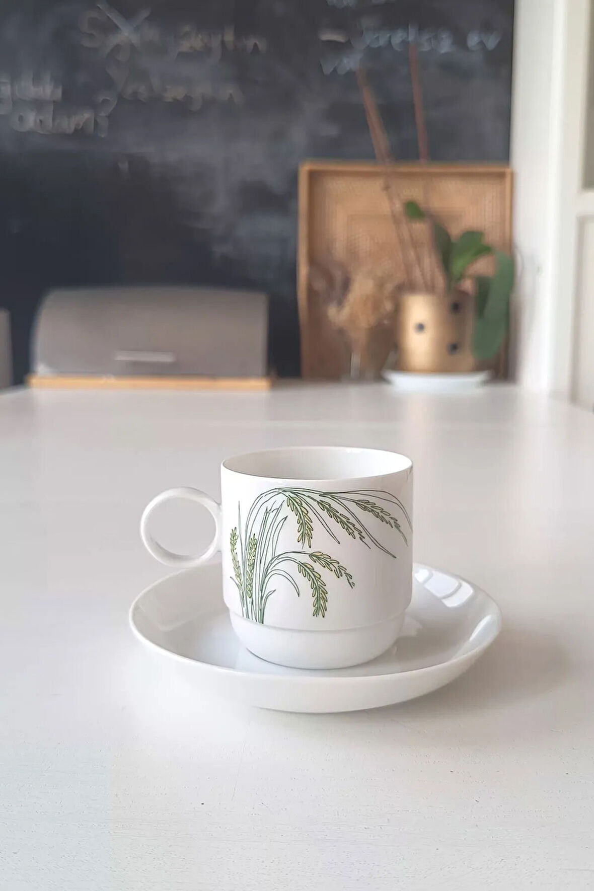 Hint Pirinci Desenli Vintage Çay Fincanı Seti 2 Parça