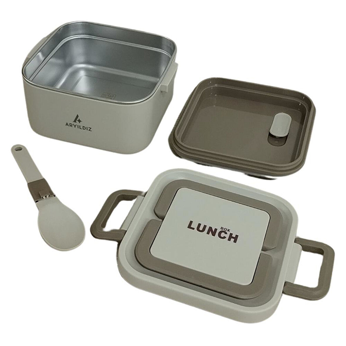 Aryıldız Bento Kare Lunch Box Yemek Termosu Bej 700 ml