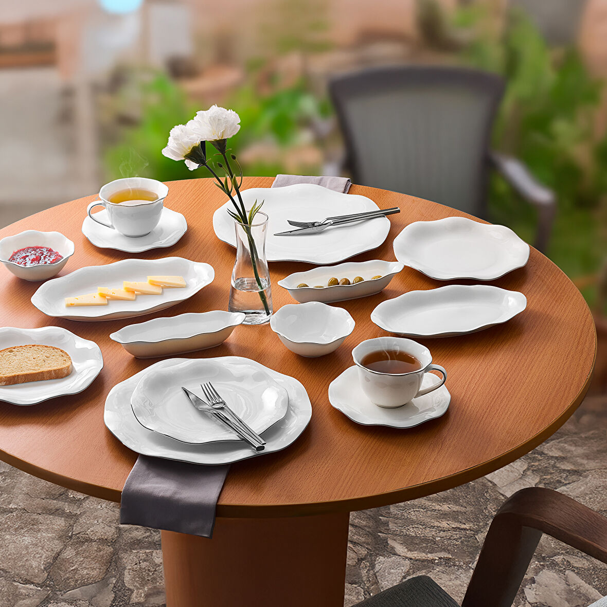 Aryıldız Daphne Platin 32 Parça 6 Kişilik Kahvaltı Takımı