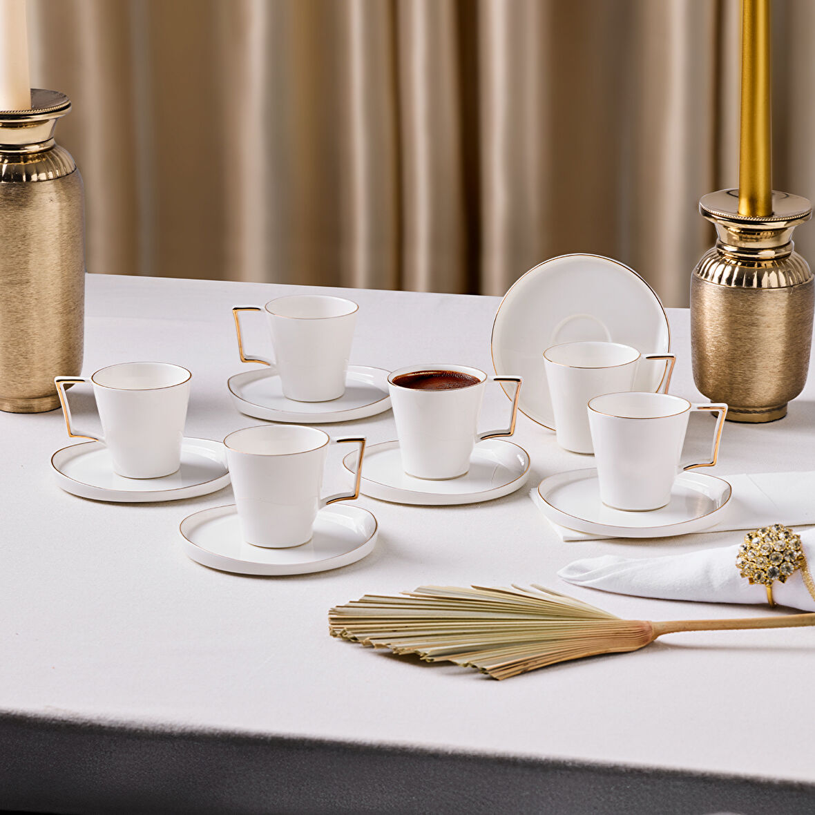 Aryıldız Claire Gold 12 Parça 6 Kişilik Kahve Fincan Takımı 90 ml