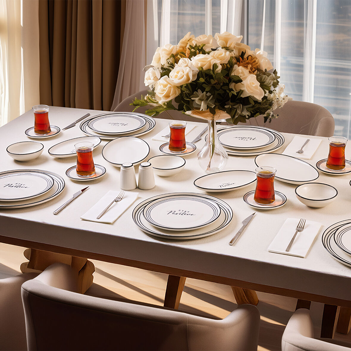 Aryıldız Stay Positive 34 Parça 6 Kişilik Kahvaltı Takımı