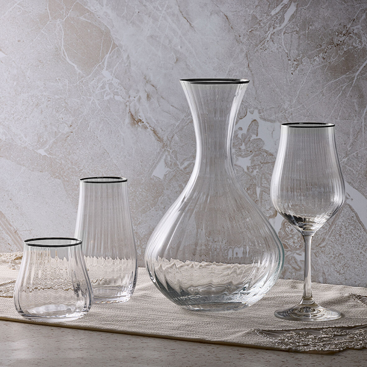 Aryıldız Crystal-x Platin 37 Parça 12 Kişilik Su Seti