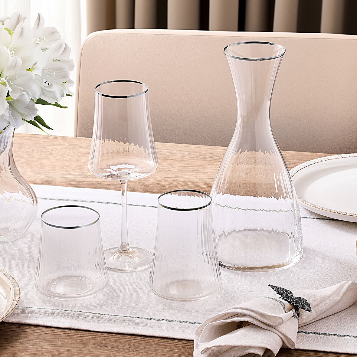 Aryıldız Crystal Platin 37 Parça 12 Kişilik Su Seti