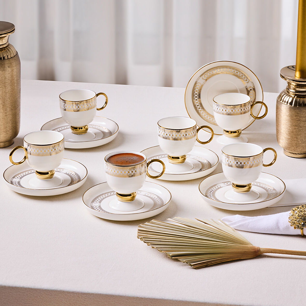 Aryıldız Aurelia Gold 12 Parça 6 Kişilik Kahve Fincan Takımı 90 ml