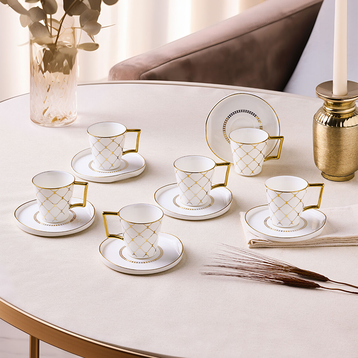 Aryıldız Perla 12 Parça 6 Kişilik Kahve Fincan Takımı 90 ml