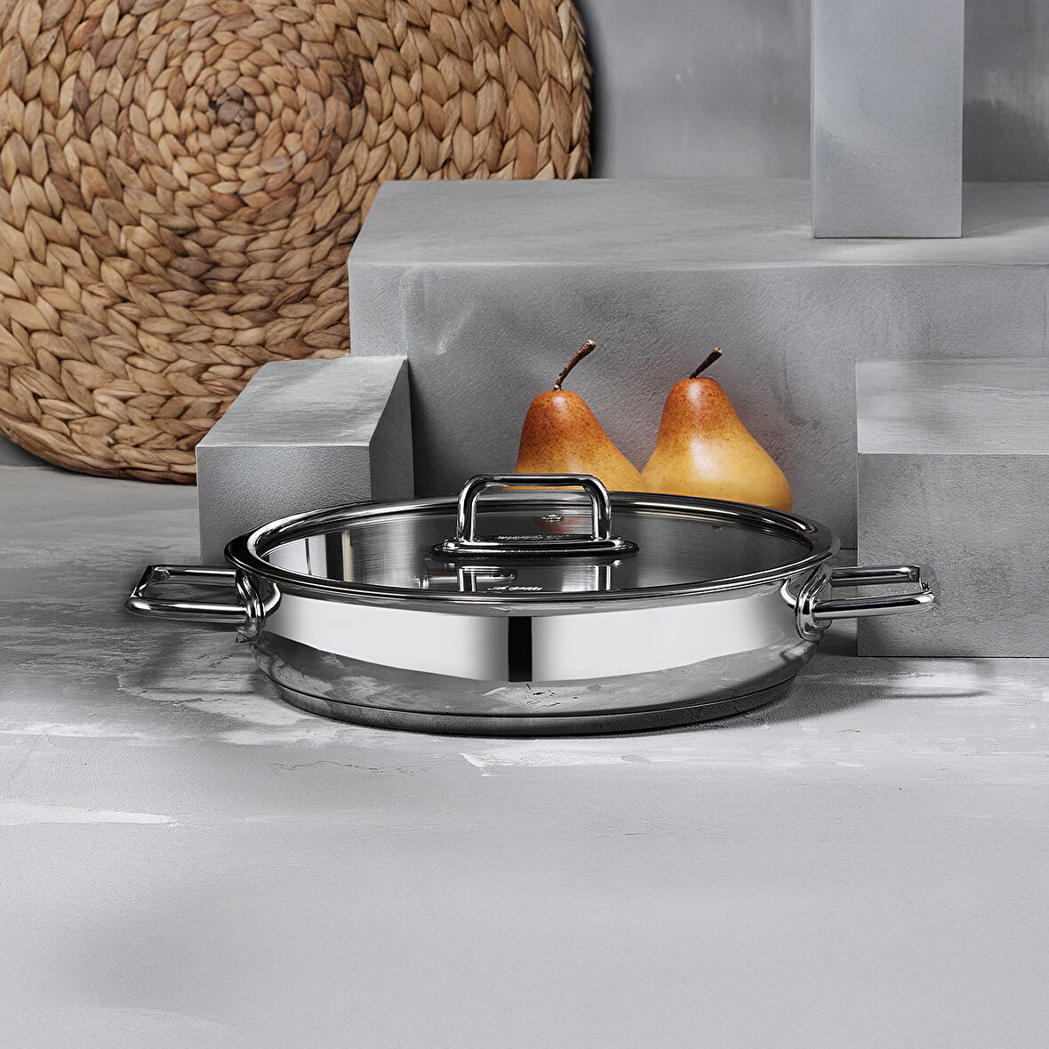 Aryıldız Colombus Paslanmaz Çelik Kısa Tencere 32 cm