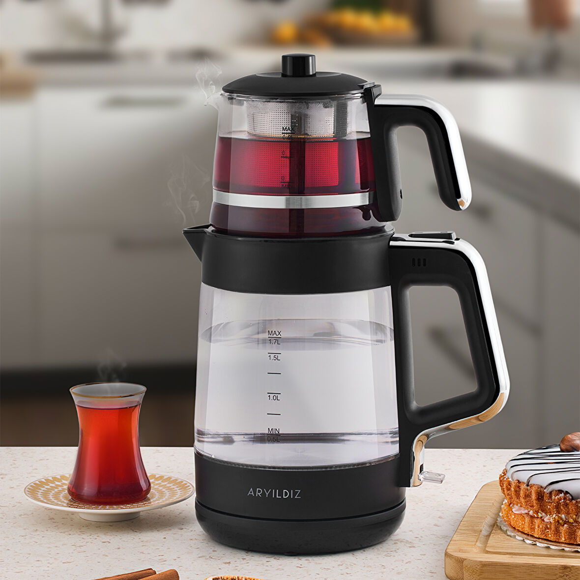 Aryıldız Glow Çay Makinesi Siyah