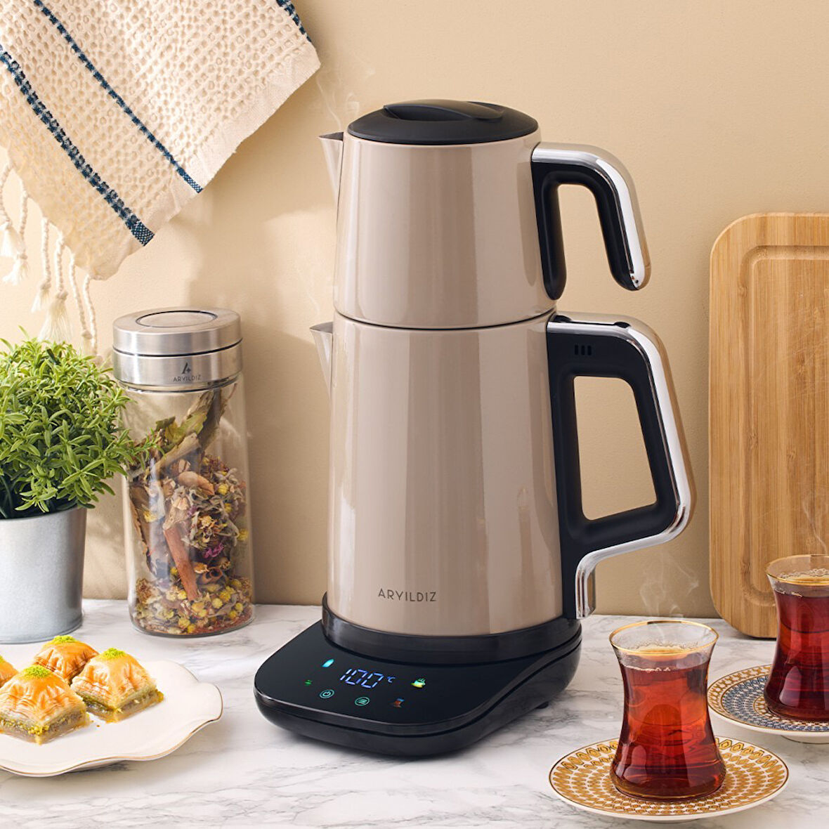 Aryıldız Vision Steel Beige Çay Makinesi