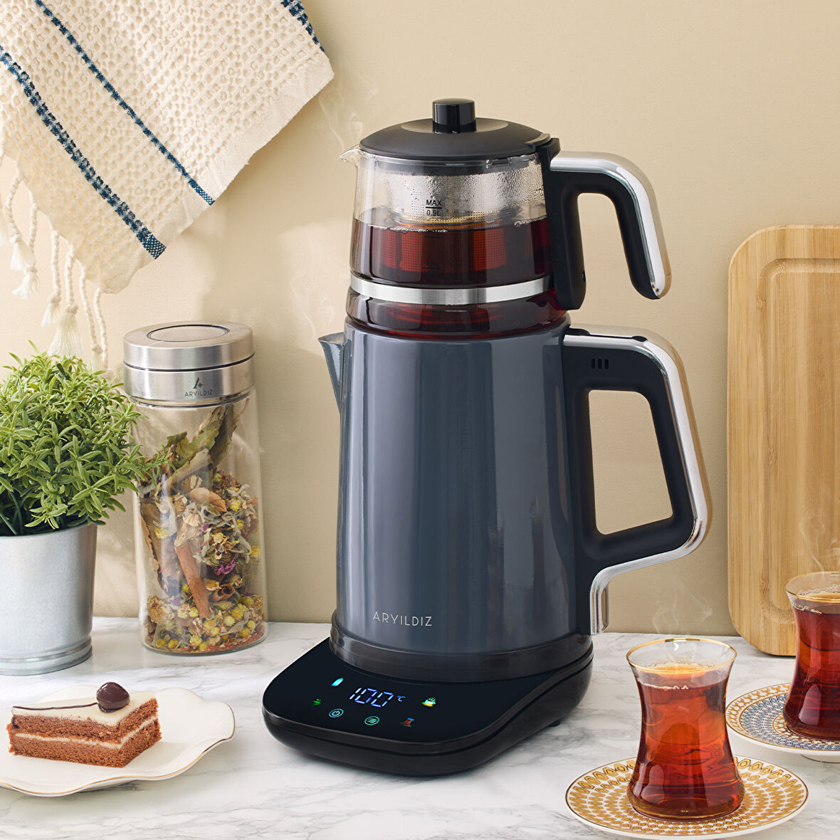 Aryıldız Vision Prime Çay Makinesi Antrasit