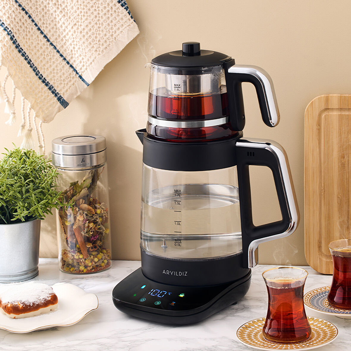 Aryıldız Vision Shine Çay Makinesi Siyah