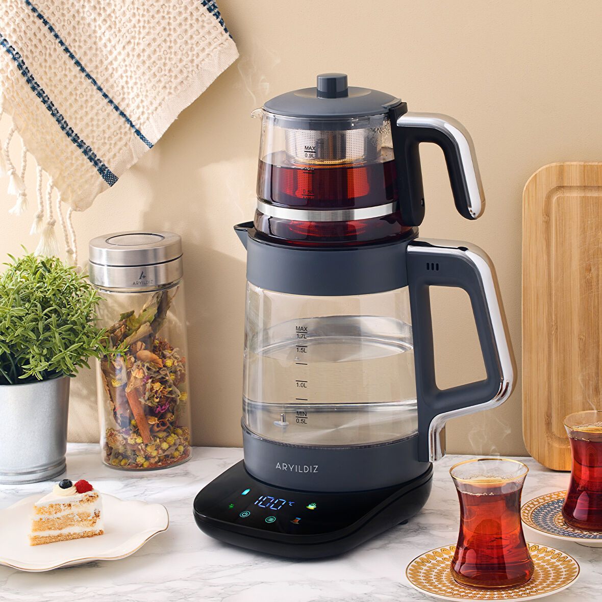 Aryıldız Vision Shine Çay Makinesi Antrasit