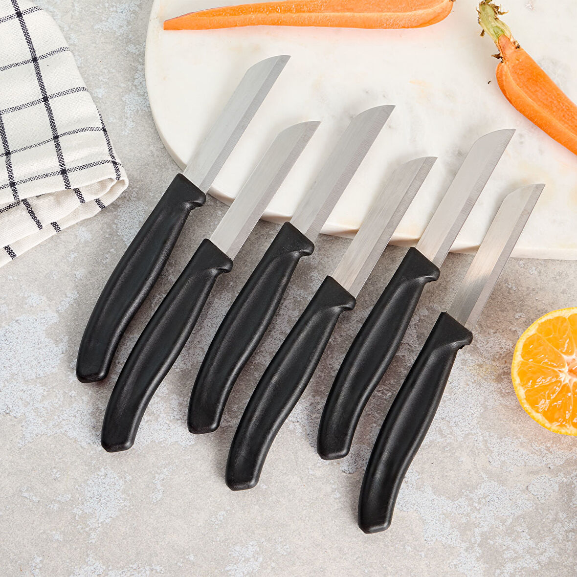 Aryıldız Mira 6 Parça Dişli Meyve Bıçak Seti Siyah