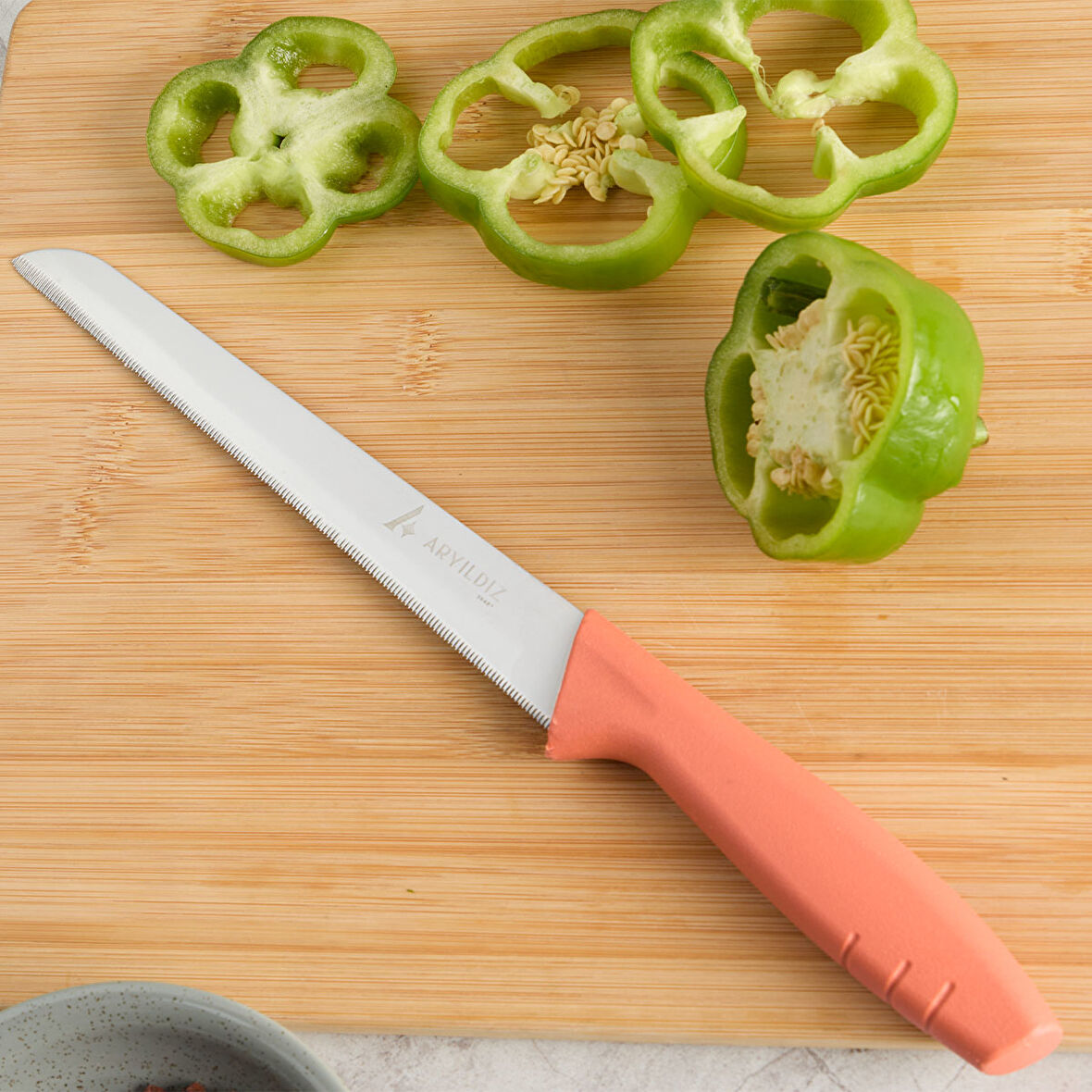 Aryıldız Primo Lazer Ekmek Bıçağı Somon 17 cm