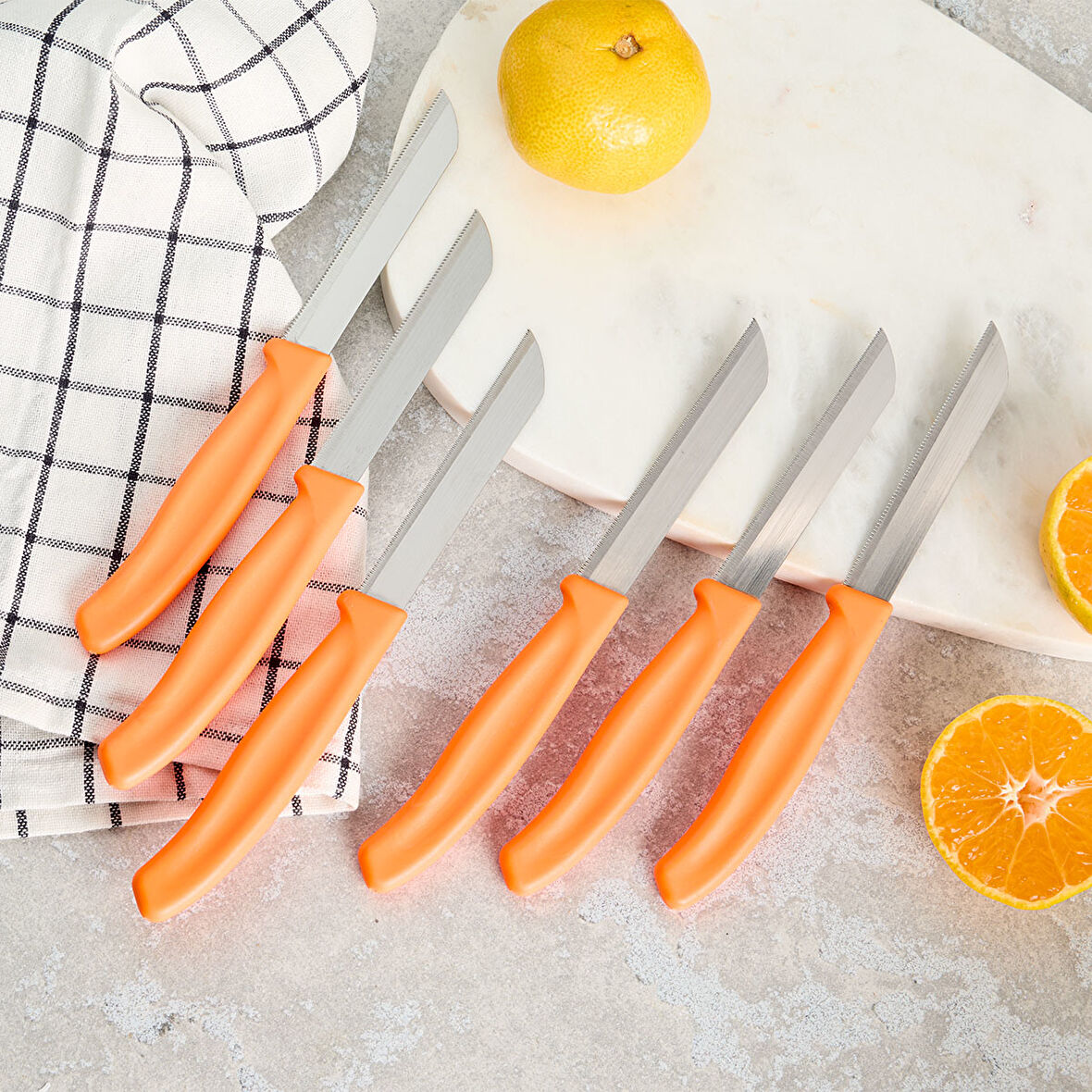 Aryıldız Mira 6 Parça Dişli Meyve Bıçak Seti Turuncu