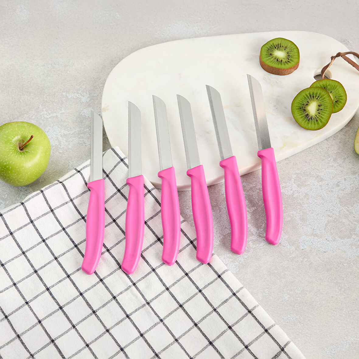 Aryıldız Mira 6 Parça Dişli Meyve Bıçak Seti Fuşya
