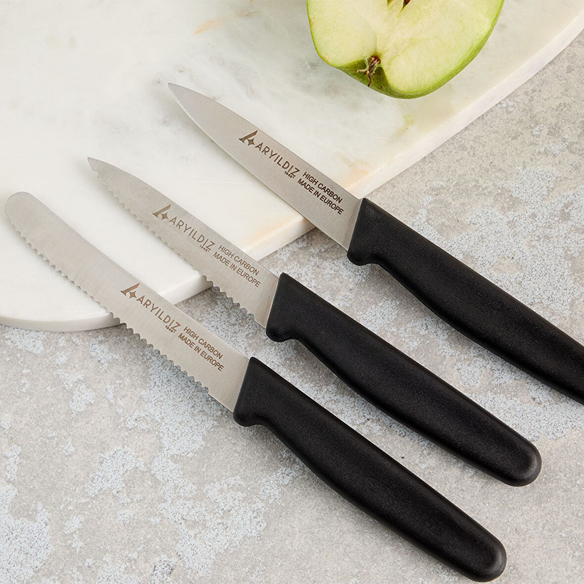 Aryıldız Solo 3 Parça Bıçak Seti Siyah
