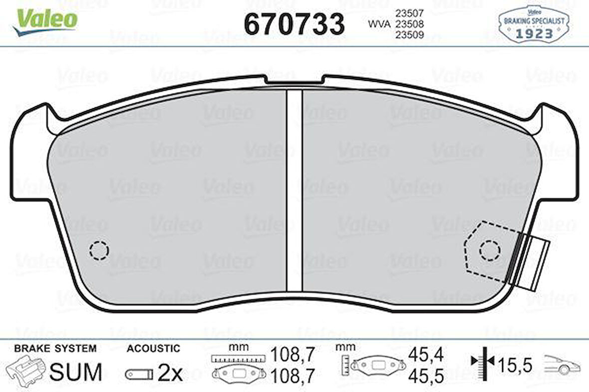 Daıhatsu Fren Balatası On Suzukı Alto İgnis 04-> Daıhatsu Sirion Cuore 04-> - Valeo 670733