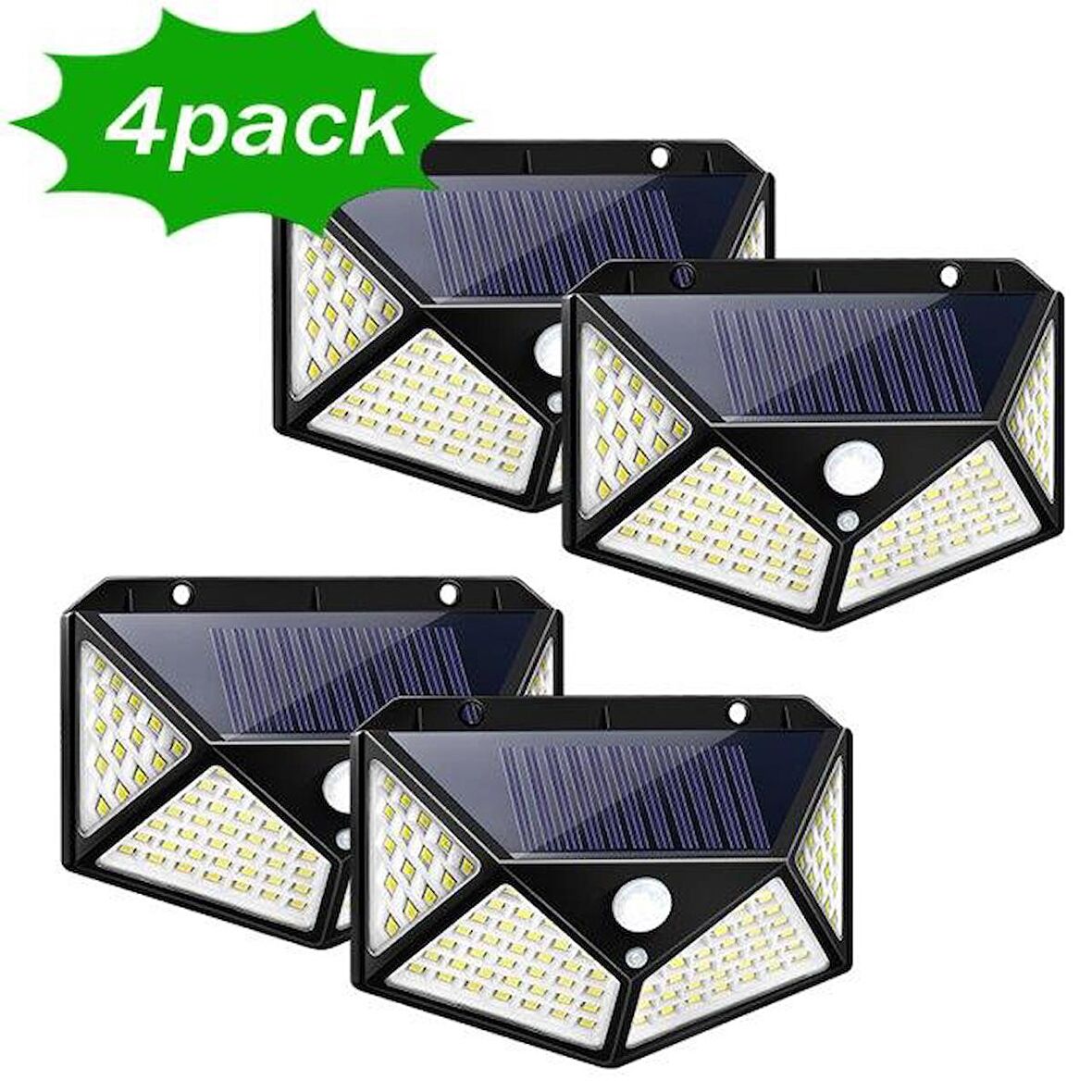 SGE TEKNOLOJİ 4 LÜ PAKET Siyah Solar Güneş Enerjili Hareket Sensörlü 4 Taraflı Bahçe Garaj Ev Aydınlatma Lambası