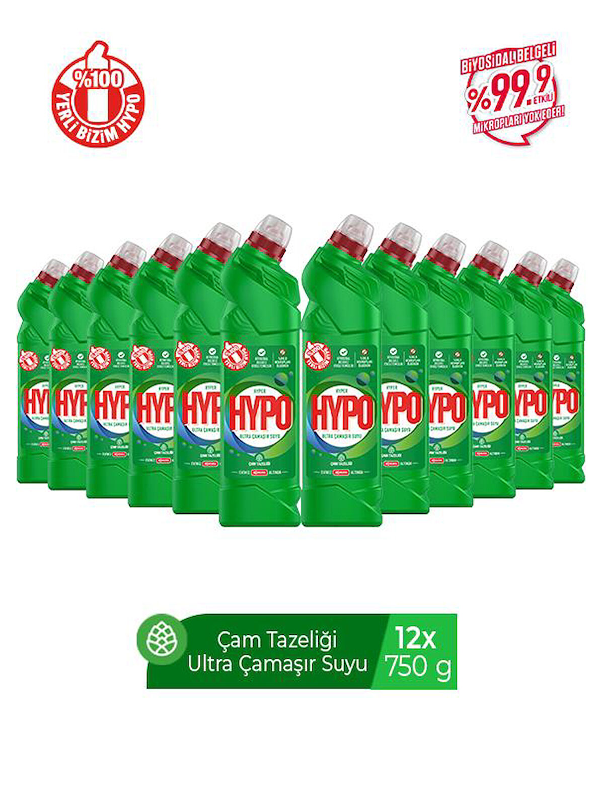 HYPER HYPO ULTRA KIVAMLI ÇAMAŞIR SUYU ÇAM TAZELİĞİ 750 GR x 12 ADET