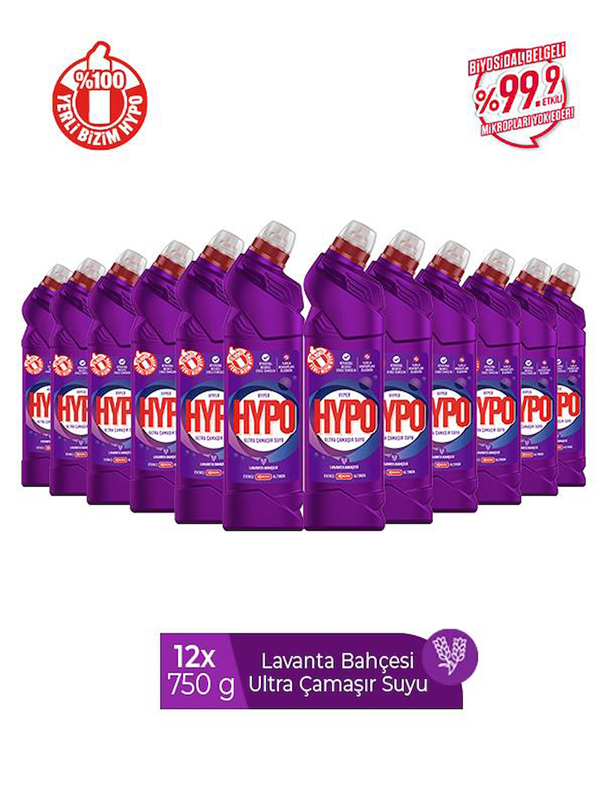 HYPER HYPO ULTRA KIVAMLI ÇAMAŞIR SUYU LAVANTA 750 GR x 12 ADET