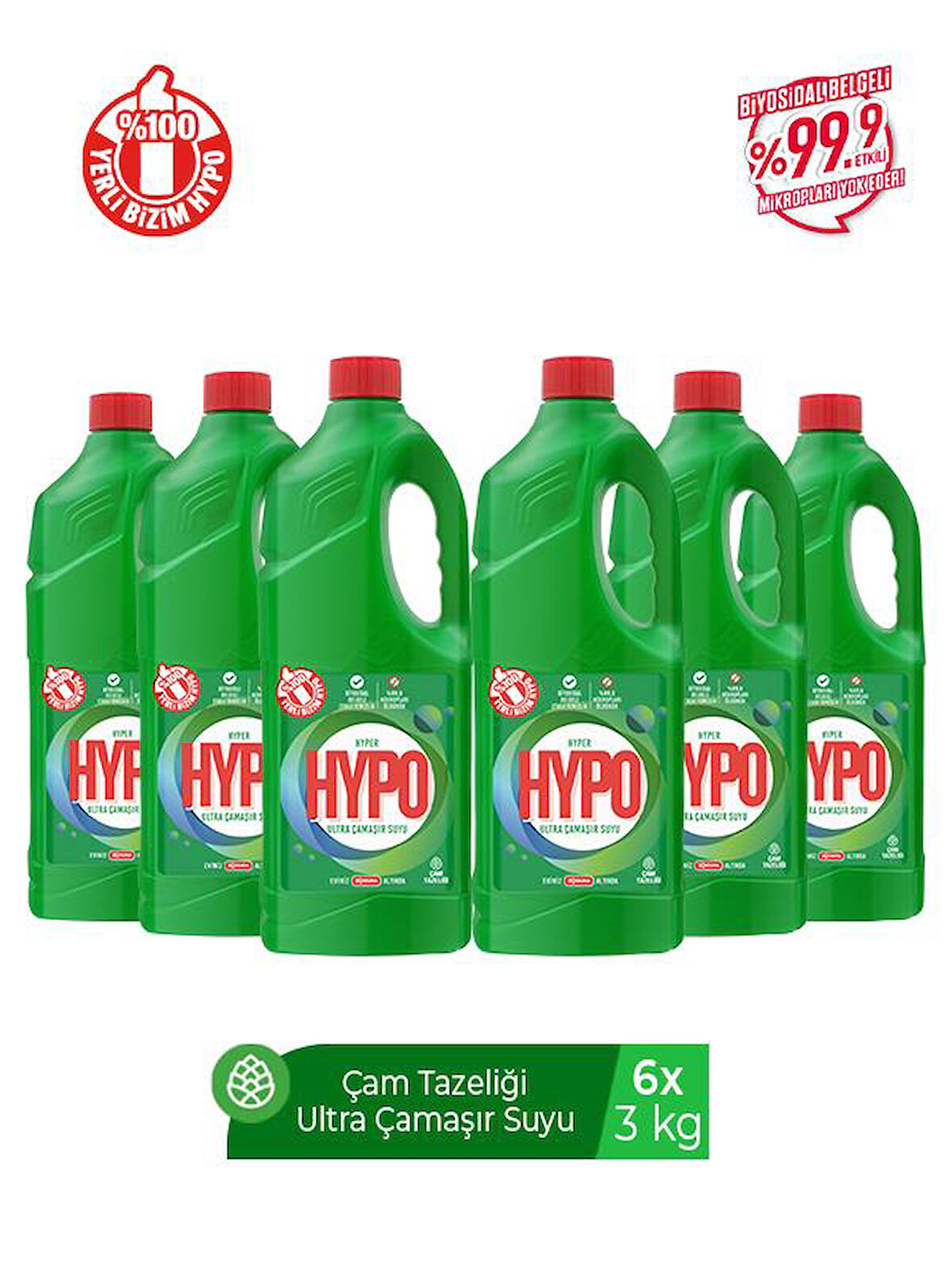 HYPER HYPO ULTRA KIVAMLI ÇAMAŞIR SUYU ÇAM 3 KG X 6 ADET